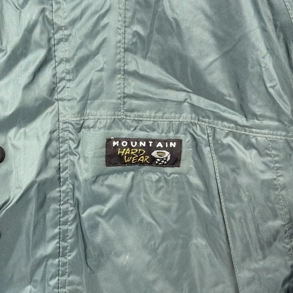 Mountain Hard Wear Rain Coat Mens L Green Hooded Waterproof Full Zip Snaps